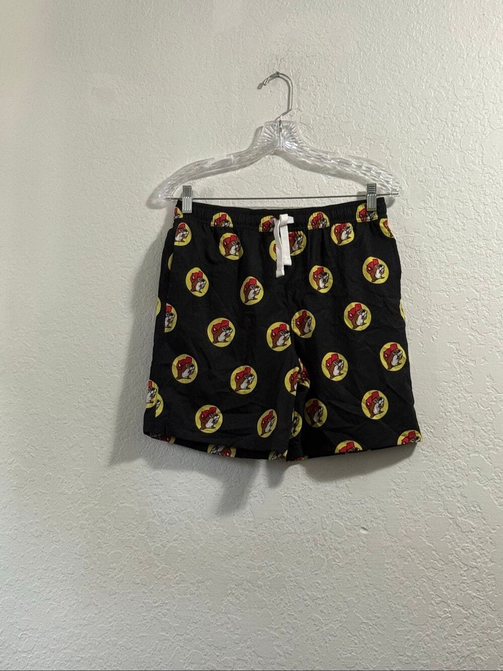 Youth  XL-XTRA LARGE Buc-ees Swim Black Trunks Shorts  Beaver Print Drawstring